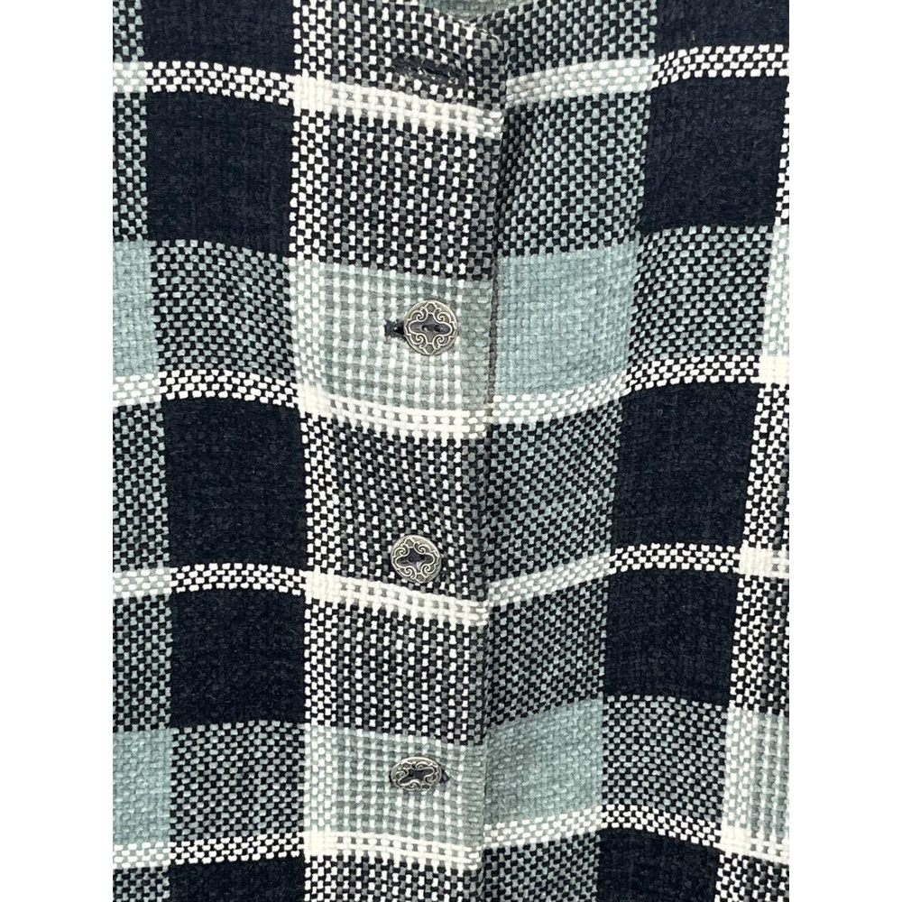 Vintage Alfred Dunner Petite Womens Black Gray‎ Plaid Button Up Blazer  8P - Picture 4 of 8